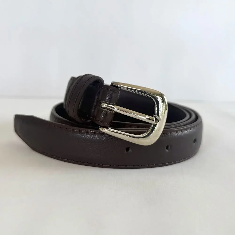 Brown Silver Boho Belt Unisex Adjustable Fit 26–34
